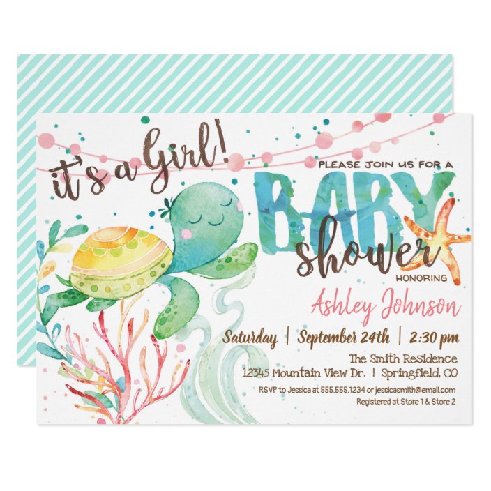 Sea Turtle Ocean Baby Shower Invitation Zazzle Sea Turtle Ocean Baby Shower Invitation