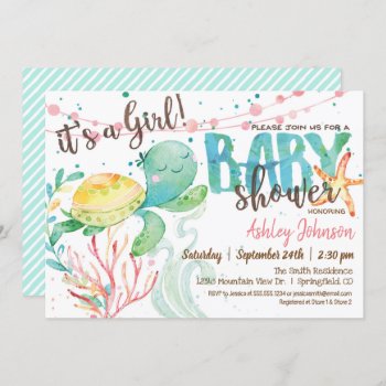 Sea Turtle Ocean Baby Shower Invitation  Girl Invitation by Card_Stop at Zazzle