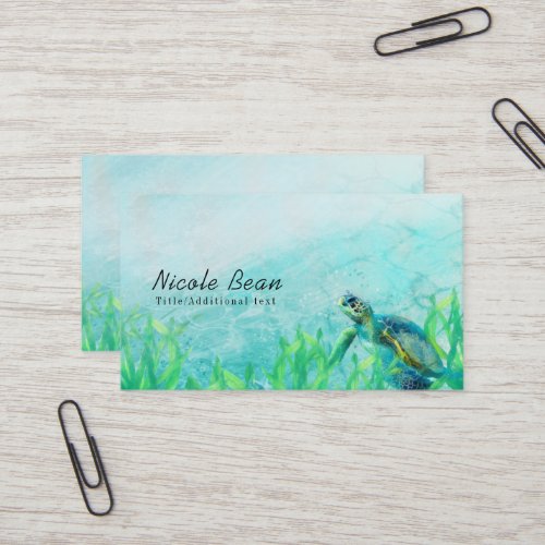 Sea Turtle Ocean Beach Art Elegant Tropical Chic Business Card