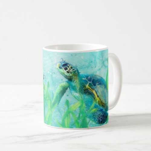 Sea Turtle Ocean Beach Art Elegant Tropical Custom Coffee Mug