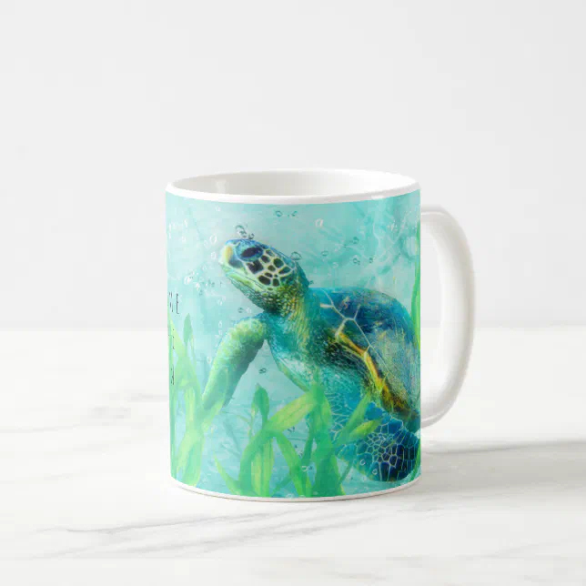 Sea Turtle Ocean Beach Art Elegant Tropical Custom Coffee Mug | Zazzle