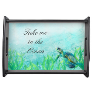 Sea Turtle Ocean Beach Art Elegant Tropical Custom Serving Tray