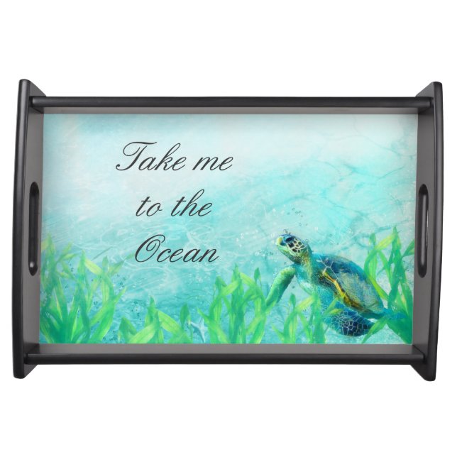 Sea Turtle Ocean Beach Art Elegant Tropical Custom Serving Tray (Front)