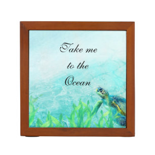 Sea Turtle Ocean Beach Art Elegant Tropical Desk Organizer