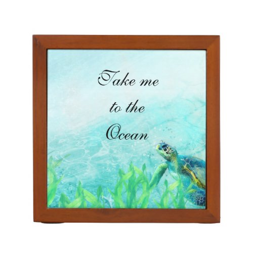 Sea Turtle Ocean Beach Art Elegant Tropical Desk Organizer