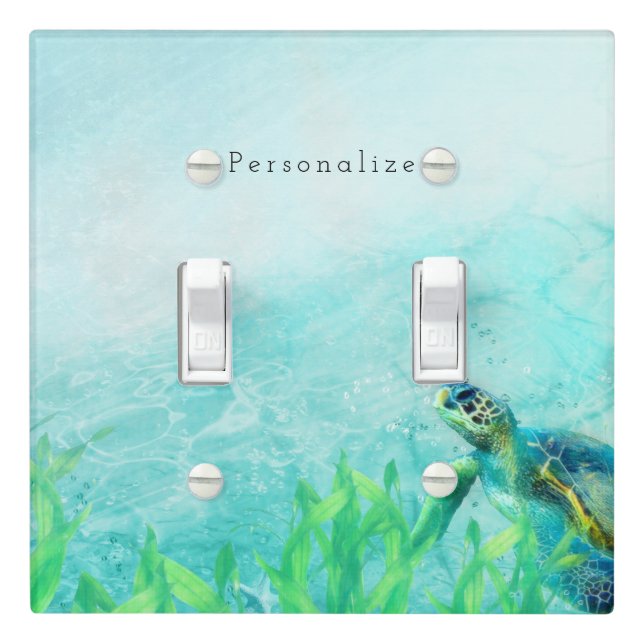 Sea Turtle Ocean Beach Art Elegant Tropical Light Switch Cover (In Situ)