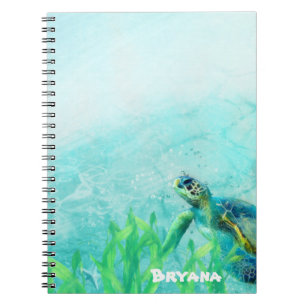 Sea Turtle Ocean Beach Art Personalized Custom Notebook