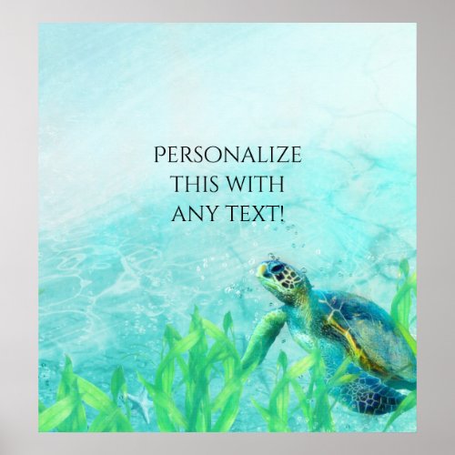 Sea Turtle Ocean Beach Art Tropical Party Banner Poster