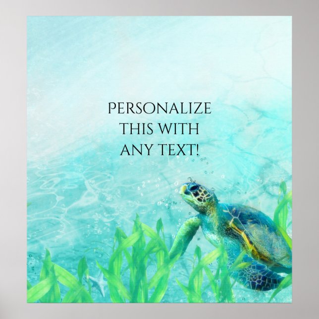 Sea Turtle Ocean Beach Art Tropical Party Banner Poster (Front)