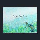 Sea Turtle Ocean Beach Art Wedding Save the Date Announcement Postcard<br><div class="desc">Sea Turtle Ocean Beach Art Wedding Save the Date Postcard. Matching items in my store. Contact me for a custom order or custom coloring.</div>