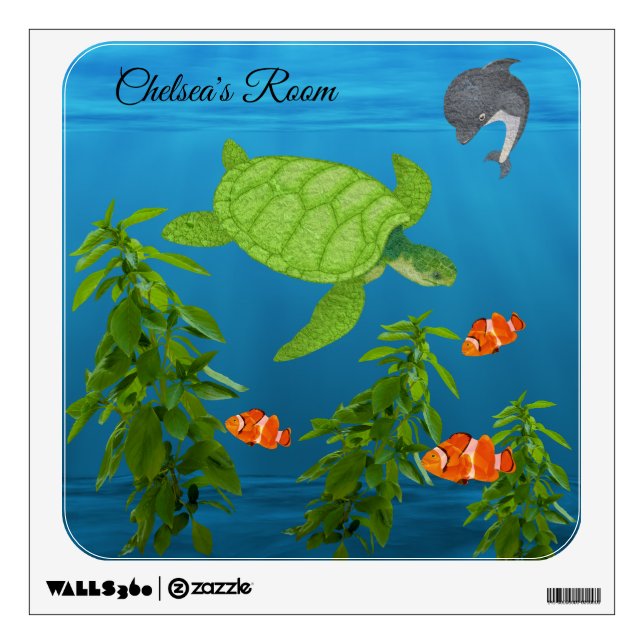 Sea Turtle Ocean Beach Personalized Wall Decal (Front)