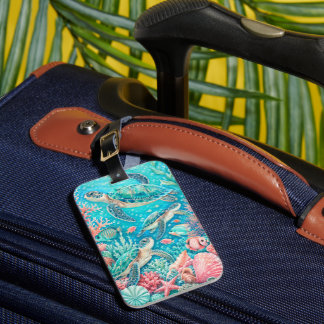 Sea Turtle Ocean Coral Luggage Tag
