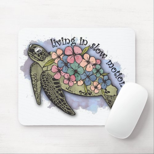 Sea Turtle Ocean Flowers Typography Slow Motion  Mouse Pad