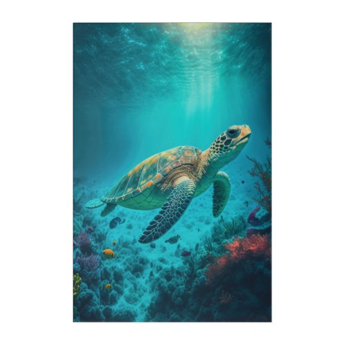 Sea Turtle Ocean Marine Life Beach Nature Animals Acrylic Print