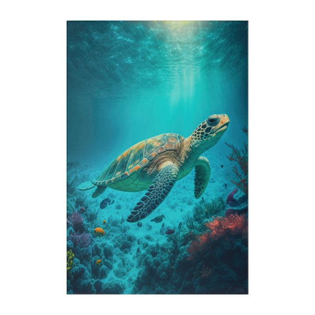 Sea Turtle Ocean Marine Life Beach Nature Animals Acrylic Print (Front)
