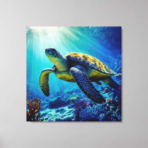 Sea Turtle Ocean Marine Life Beach Nature Animals Canvas Print