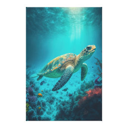 Sea Turtle Ocean Marine Life Beach Nature Animals Canvas Print