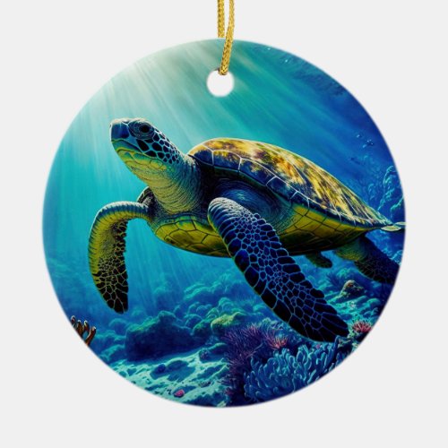 Sea Turtle Ocean Marine Life Beach Nature Animals Ceramic Ornament