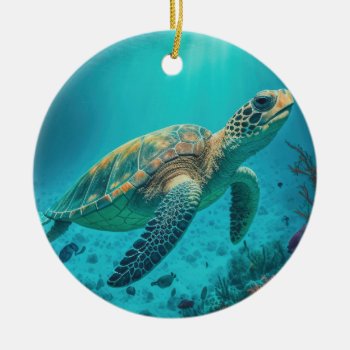 Sea Turtle Ocean Marine Life Beach Nature Animals Ceramic Ornament by azlaird at Zazzle