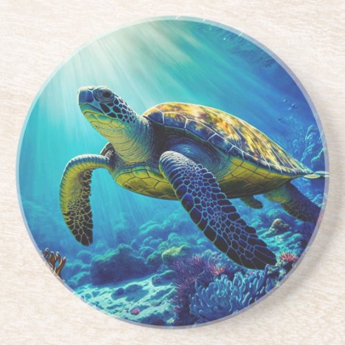 Sea Turtle Ocean Marine Life Beach Nature Animals Coaster