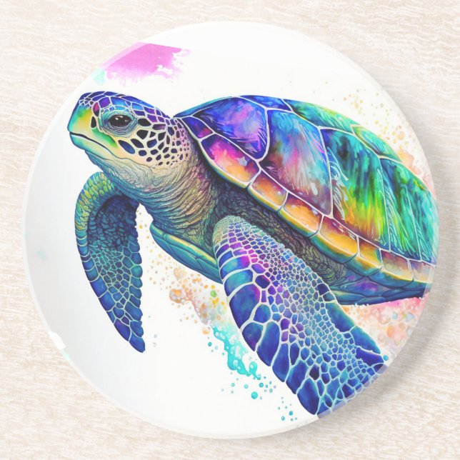 Sea Turtle Ocean Marine Life Beach Nature Animals Coaster (Front)