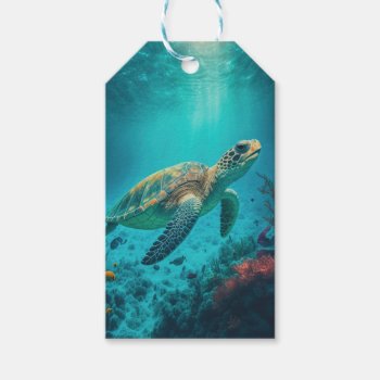 Sea Turtle Ocean Marine Life Beach Nature Animals Gift Tags by azlaird at Zazzle