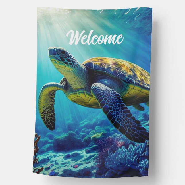 Sea Turtle Ocean Marine Life Beach Nature Animals House Flag (Front)