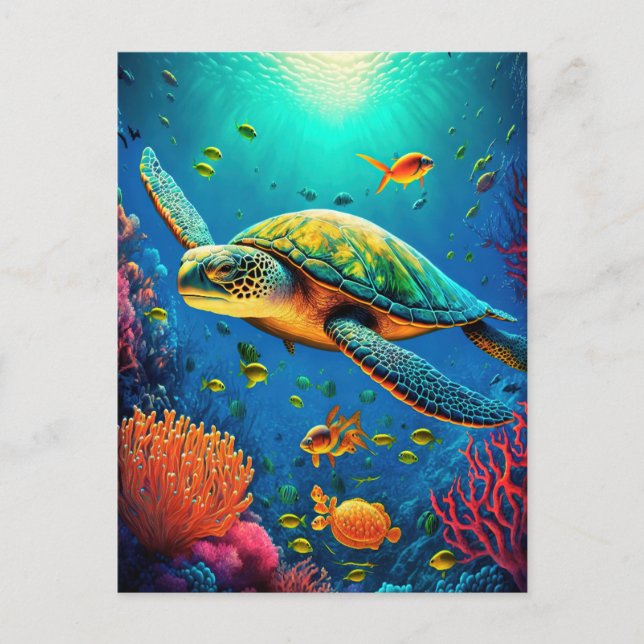 Sea Turtle Ocean Marine Life Beach Nature Animals Postcard (Front)