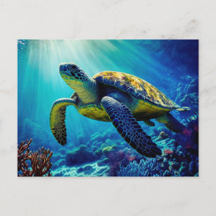 Sea Turtle Ocean Marine Life Beach Nature Animals Postcard