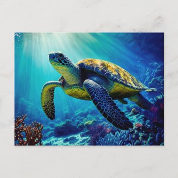 Sea Turtle Ocean Marine Life Beach Nature Animals Postcard by azlaird at Zazzle