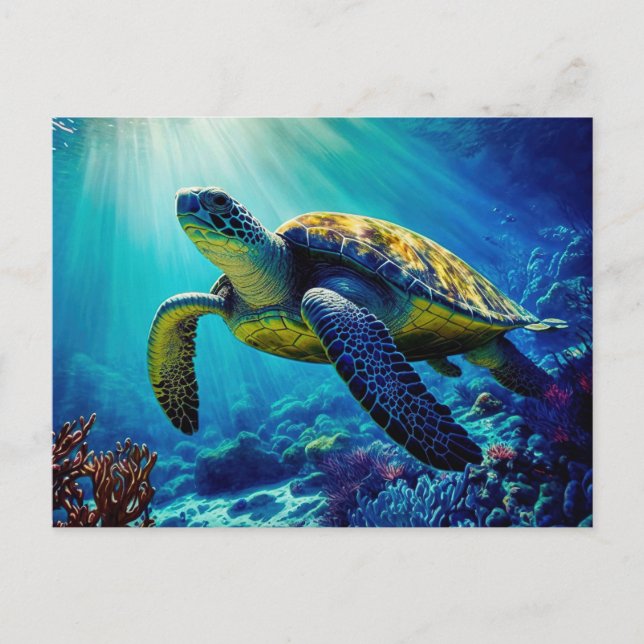 Sea Turtle Ocean Marine Life Beach Nature Animals Postcard (Front)