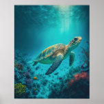 Sea Turtle Ocean Marine Life Beach Nature Animals Poster at Zazzle