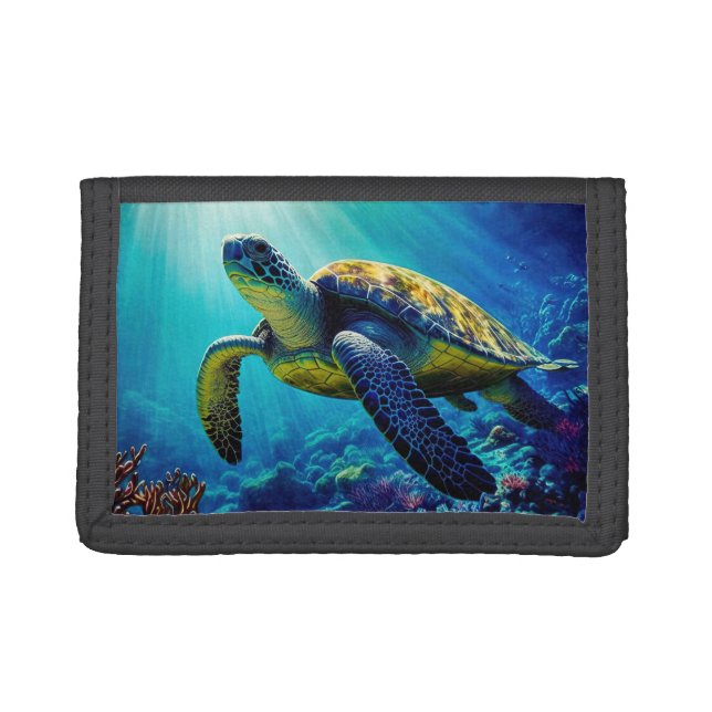 Sea Turtle Ocean Marine Life Beach Nature Animals  Trifold Wallet (Front)