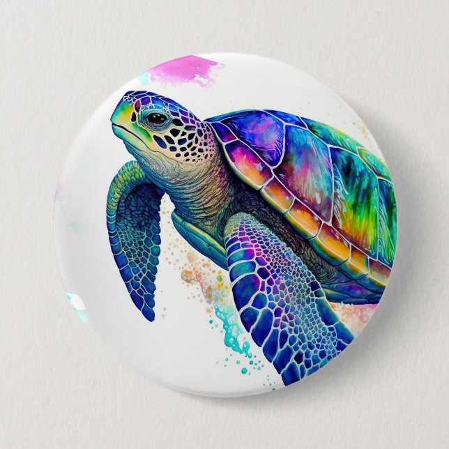 Sea Turtle Ocean Marine Life Beach Nature Button (Front)