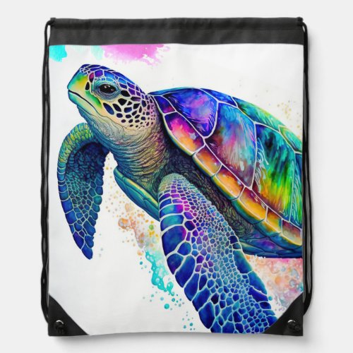 Sea Turtle Ocean Marine Life Beach Nature Drawstring Bag