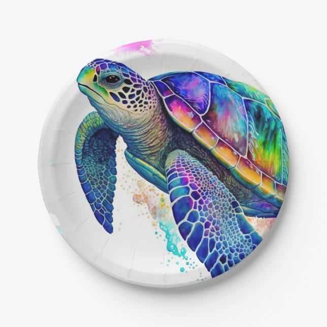 Sea Turtle Ocean Marine Life Beach Nature Paper Plates (Front)