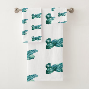 Sea Turtle Ocean Pattern Art Bath Towel Set