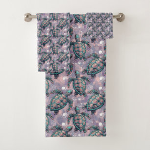 Sea Turtle Ocean Pattern Bath Towel Set