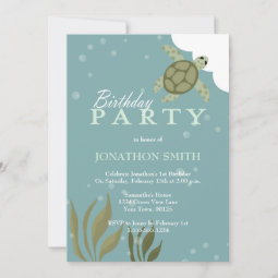 Sea Turtle Ocean Theme Birthday Party Invitation | Zazzle