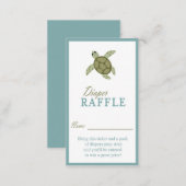 Sea Turtle Ocean Theme Diaper Raffle Ticket Enclosure Card (Front/Back)