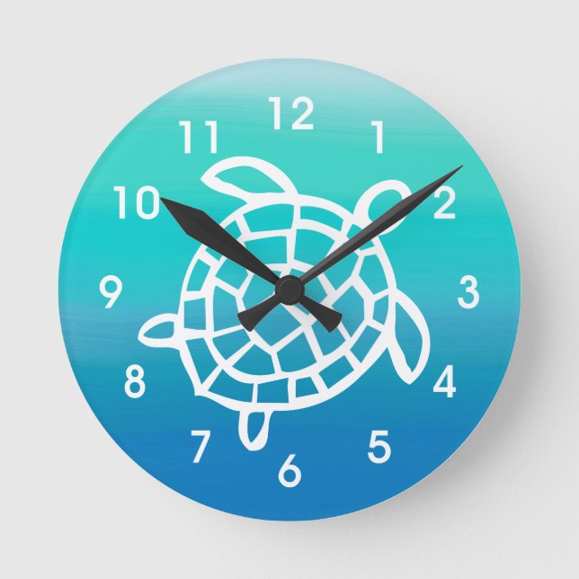 Sea Turtle Ocean Watercolors Wall Clock (Front)