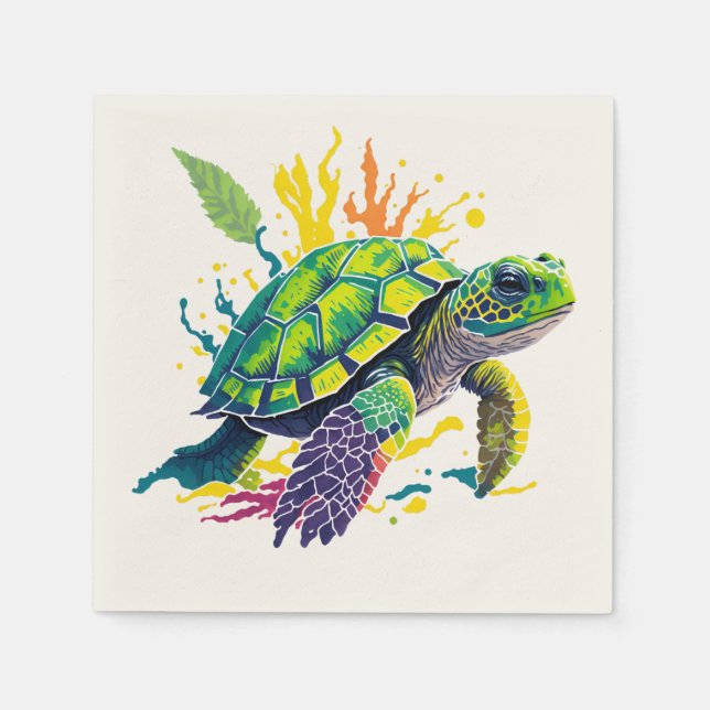 SEA TURTLE ON A SUMMER'S DAY   NAPKINS (Front)