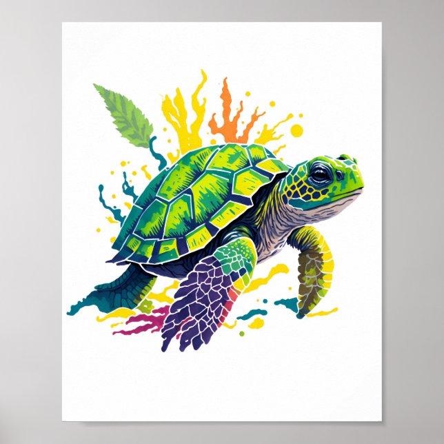 SEA TURTLE ON A SUMMER'S DAY  POSTER (Front)