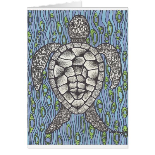Sea turtle on blue cards (Front)
