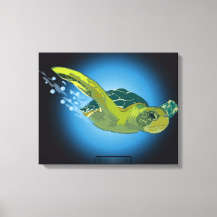 SEA TURTLE ON CANVAS 20 "x 16" Print
