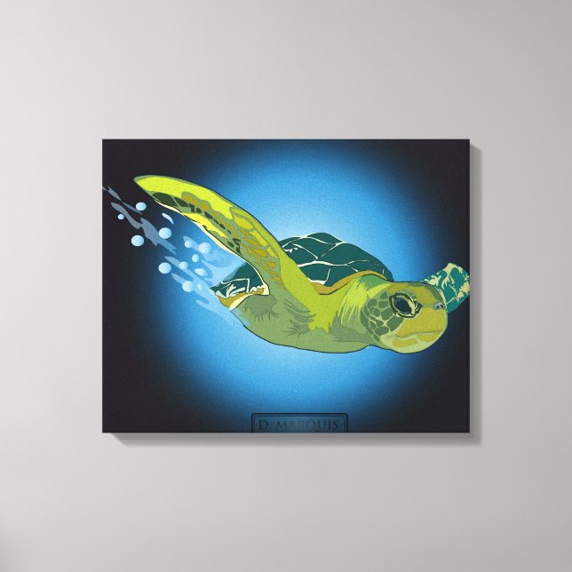 SEA TURTLE ON CANVAS     20 "x 16" Print (Front)