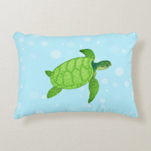 Sea turtle on light blue background accent pillow