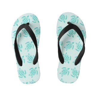 Sea Turtle on Ocean Blue Nautical Under the Sea Kid's Flip Flops