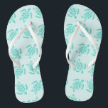 Sea Turtle on Ocean Blue Nautical Wedding Flip Flops<br><div class="desc">A cute nautical pattern of aqua blue sea turtles on light ocean water blue with white straps. This under the sea theme makes the perfect bridal flip flops for the newlywed brides with beach weddings or the future Mrs. who has planned a tropical island dream honeymoon. These also make great...</div>