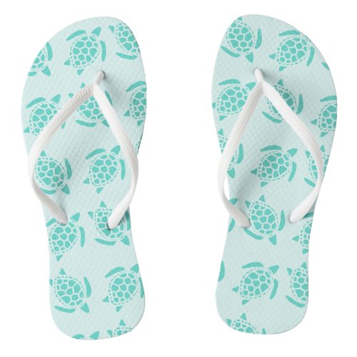 Sea Turtle on Ocean Blue Nautical Wedding Flip Flops